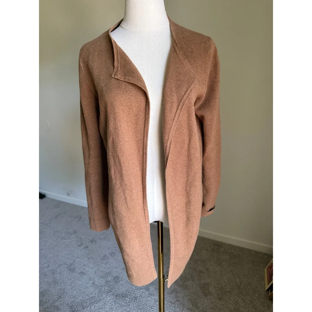 J.Crew Juliette Open Cardigan Sweater‎ Blazer Knit Tan Brown Cotton Blend XS